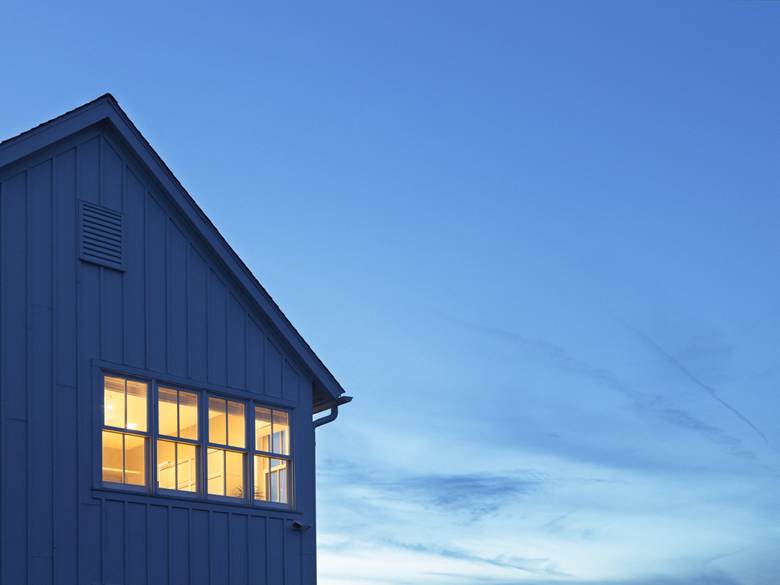 Blue house in the dusk
