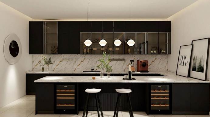 Matte Black kitchen cabinets